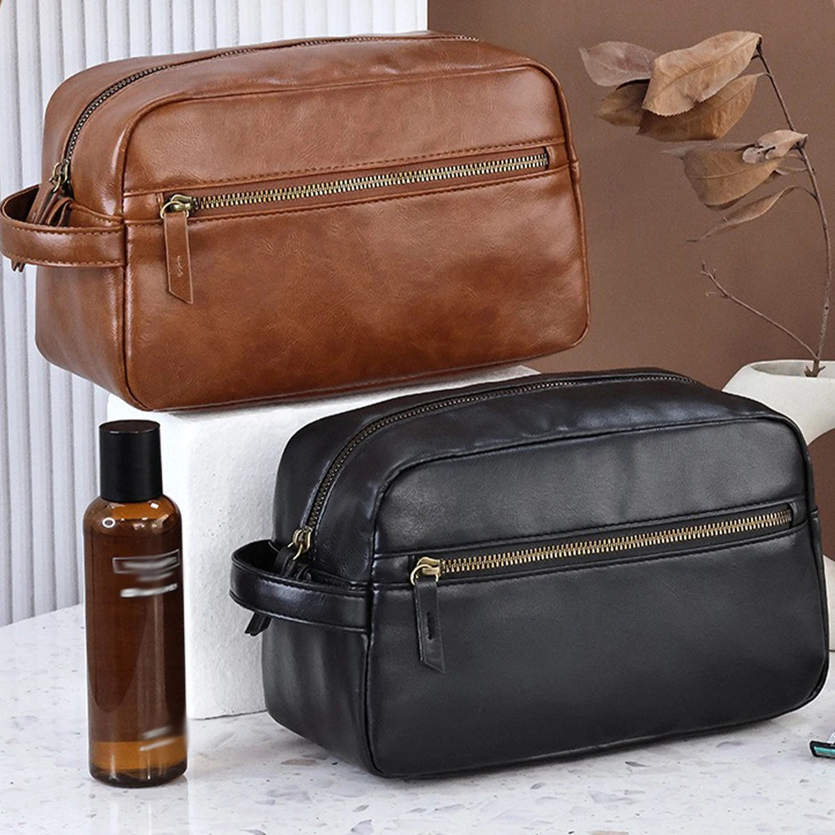 Nécessaire Masculina de Couro Impermeável – Modelo Premium!