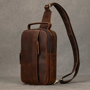 Bolsa Transversal Masculina de Couro Legítimo