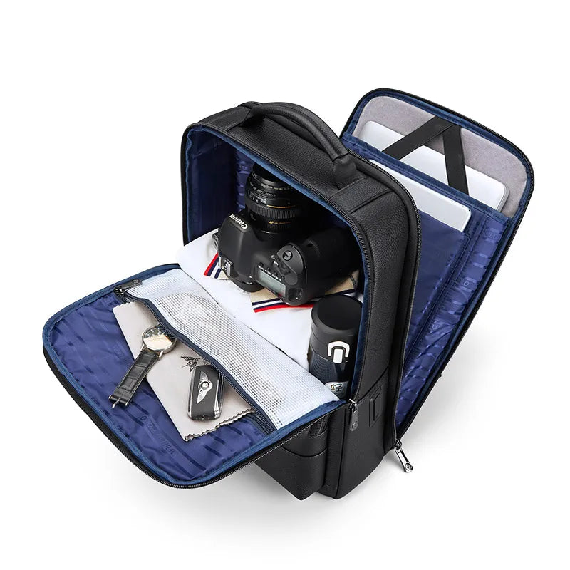 Mochila Masculina de Couro Genuíno William Polo – Modelo Executivo com Tecnologia USB