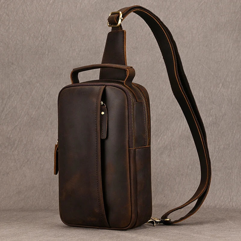 Bolsa Transversal Masculina de Couro Legítimo