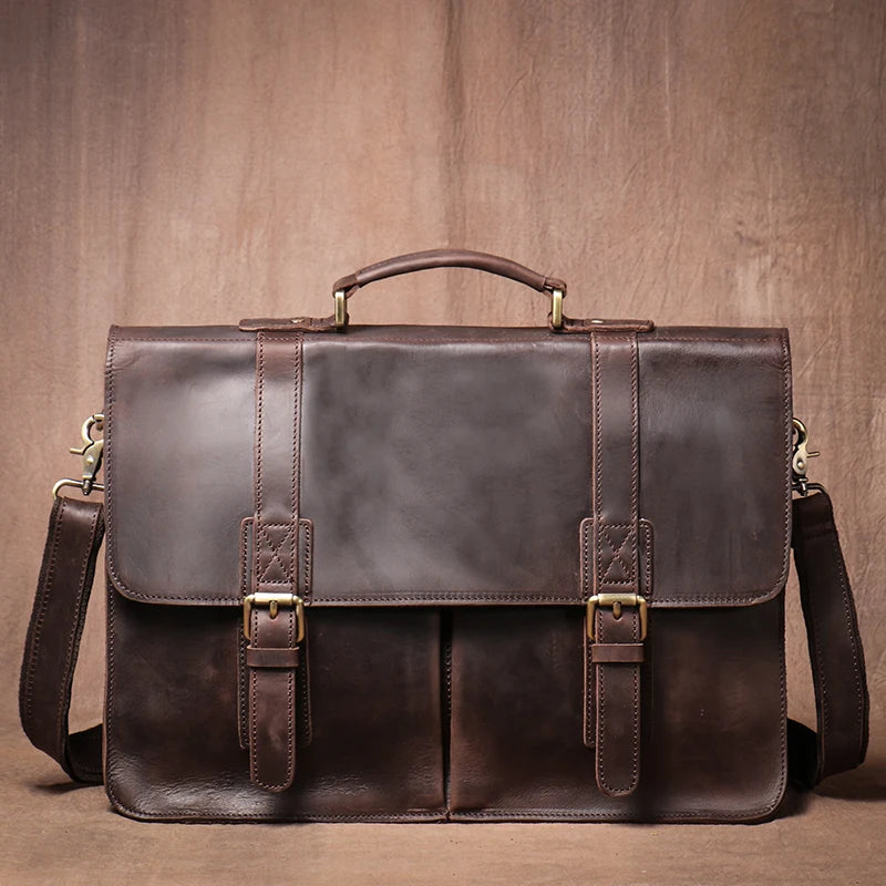 Pasta Masculina de Couro Vintage Para Notebook