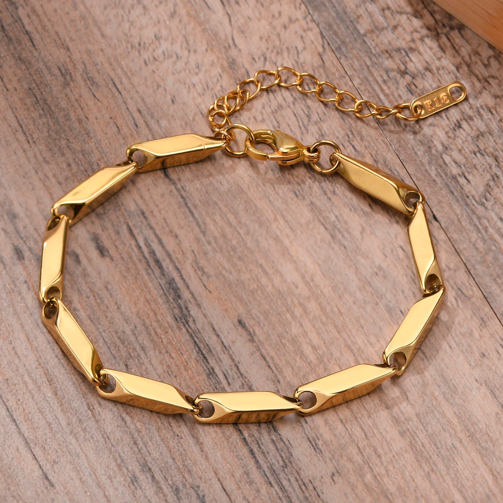 Pulseira Masculino, banhado a ouro de aço inoxidável