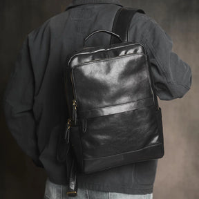 Mochila de Couro para Notebook – Modelo Vintage All Black