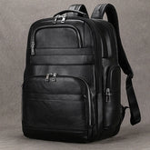 Mochila Masculina de Couro Genuíno All Black – Linha Prime
