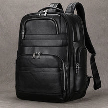 Mochila Masculina de Couro Genuíno All Black – Linha Prime
