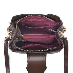 Bolsa Transversal Feminina de Couro Legítimo – Modelo Xadrez