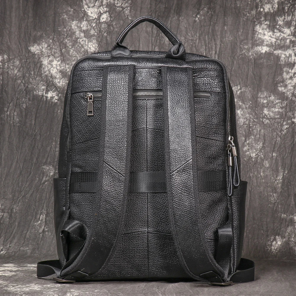 Mochila Masculina de Couro Legítimo Premium Black
