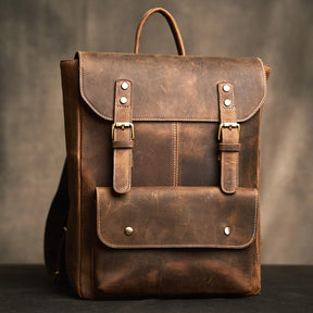 Mochila de Couro Genuíno Modelo Retro Prime