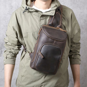 Bolsa Transversal Masculina de Couro Genuíno Prime Vanguard