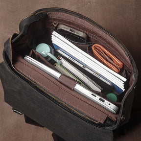 Mochila de Couro Legítimo Linha Prime Retro Allblack