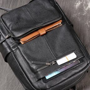 Mochila Masculina de Couro Legítimo Premium Black
