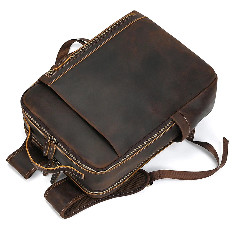 Mochila em Couro Legítimo de Viagem - Modelo Executivo