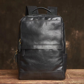 Mochila de Couro para Notebook – Modelo Vintage All Black