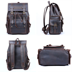 Mochila Masculina Vintage de Couro Genuíno para Laptop – Modelo Herança