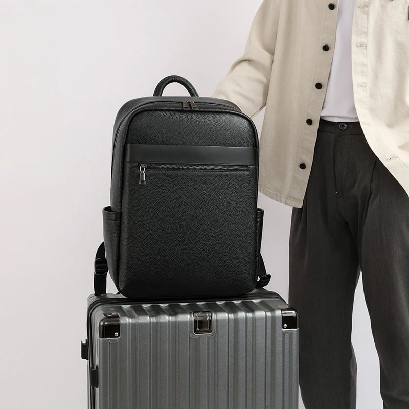Mochila Masculina Executiva de Couro Legítimo – Modelo Premium All Black
