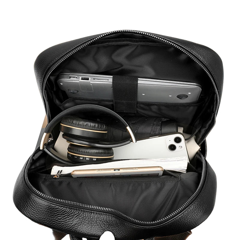 Mochila Masculina Executiva de Couro Legítimo – Modelo Premium All Black
