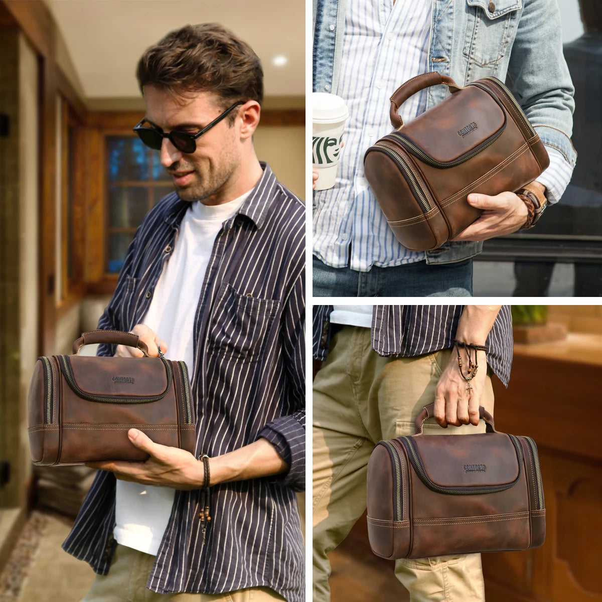 Nécessaire Masculina de Couro Estilo Retrô!