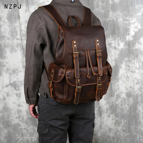 Mochila de Couro Genuíno Retro Horse Prime