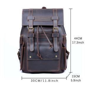 Mochila Masculina Vintage de Couro Genuíno para Laptop – Modelo Herança
