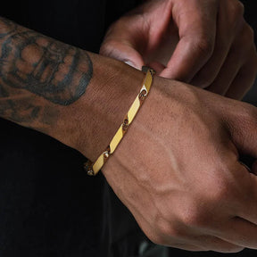 Pulseira Masculino, banhado a ouro de aço inoxidável