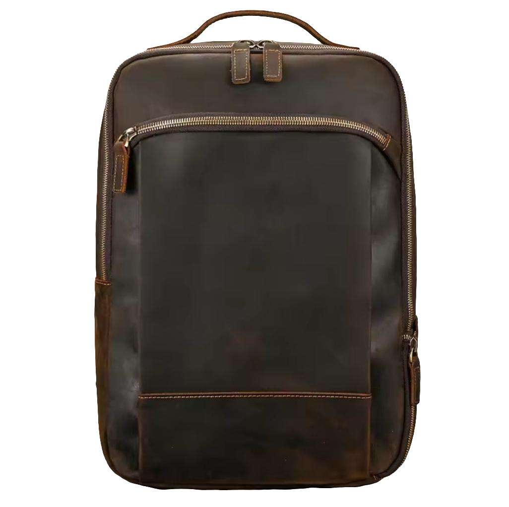 Mochila Masculina de Couro Legítimo para Notebook 15 polegadas – Modelo Clássico Slim FACILITYVIDA