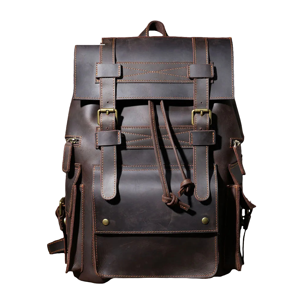Mochila Masculina Vintage de Couro Genuíno para Laptop – Modelo Herança