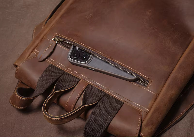 Mochila de Couro Legítimo Linha Prime Retro