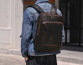 Mochila Masculina de Couro Legítimo para Notebook 15 Polegadas – Modelo Clássico Slim FACILITYVIDA