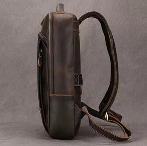 Mochila Masculina de Couro Legítimo para Notebook 15 polegadas – Modelo Clássico Slim FACILITYVIDA