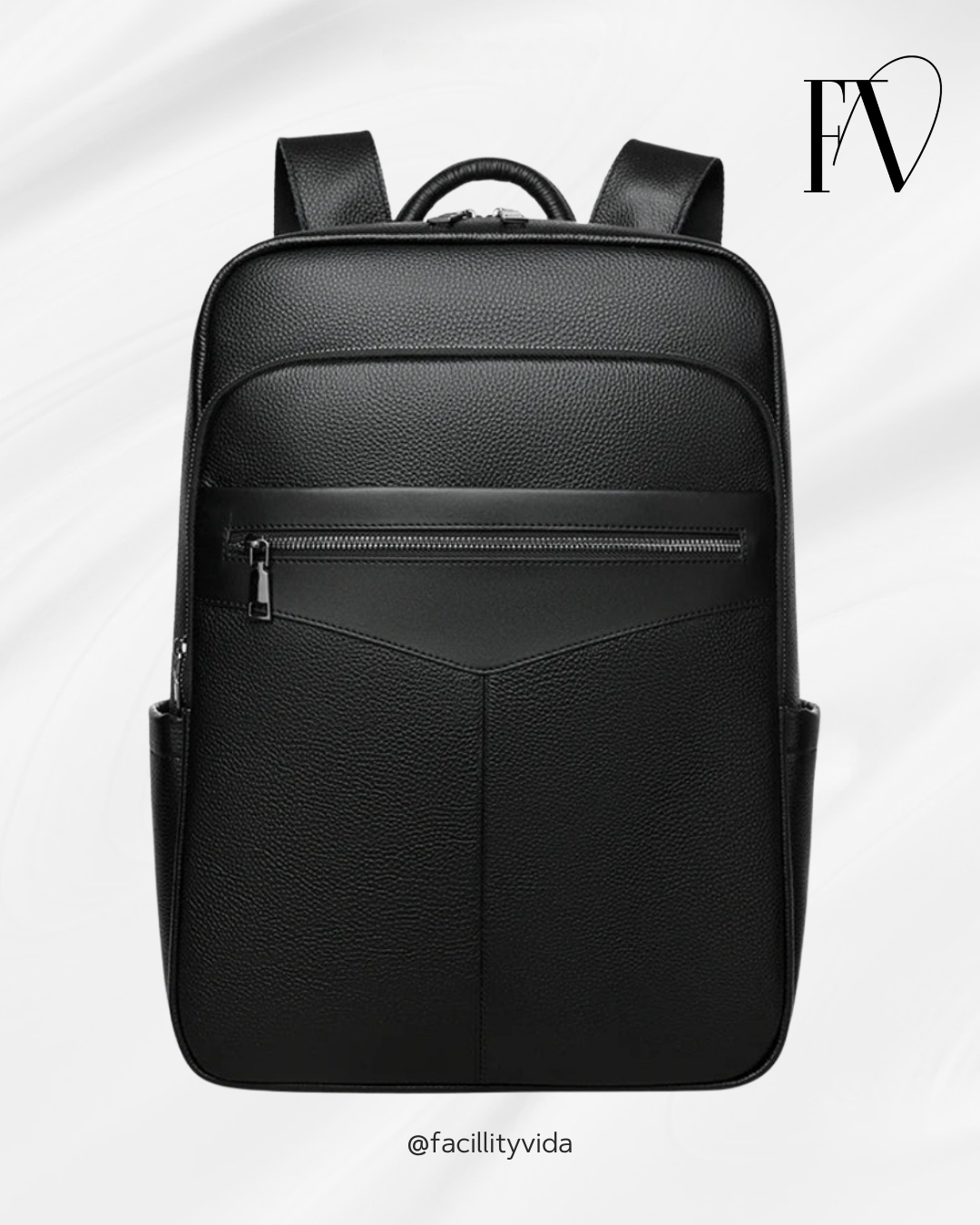 Mochila Masculina Executiva de Couro Legítimo – Modelo Premium All Black