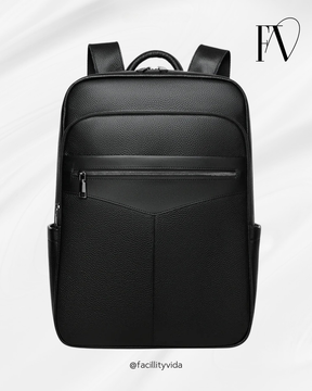 Mochila Masculina Executiva de Couro Legítimo – Modelo Premium All Black