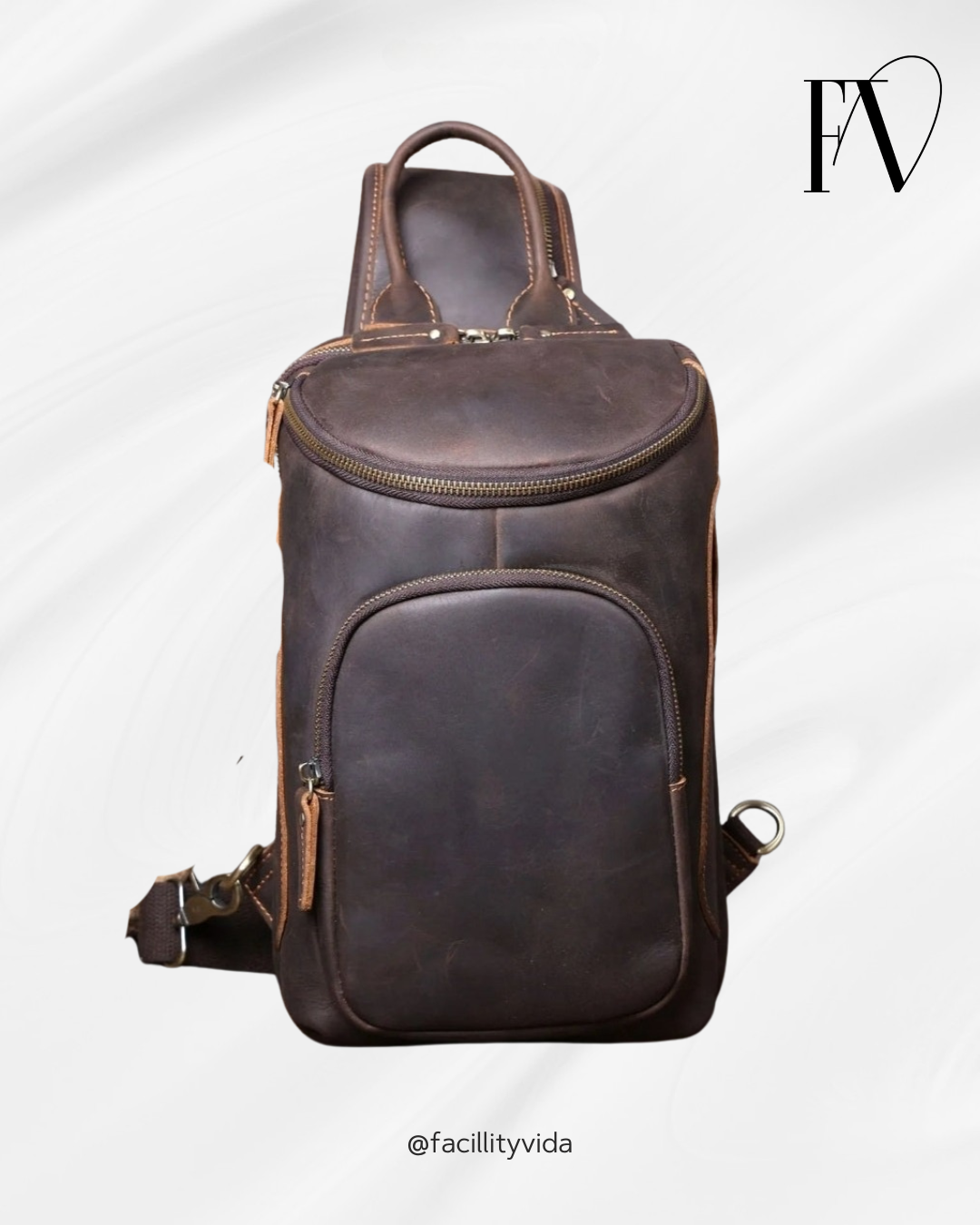 Bolsa Transversal Masculina de Couro Genuíno Prime Vanguard