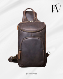 Bolsa Transversal Masculina de Couro Genuíno Prime Vanguard