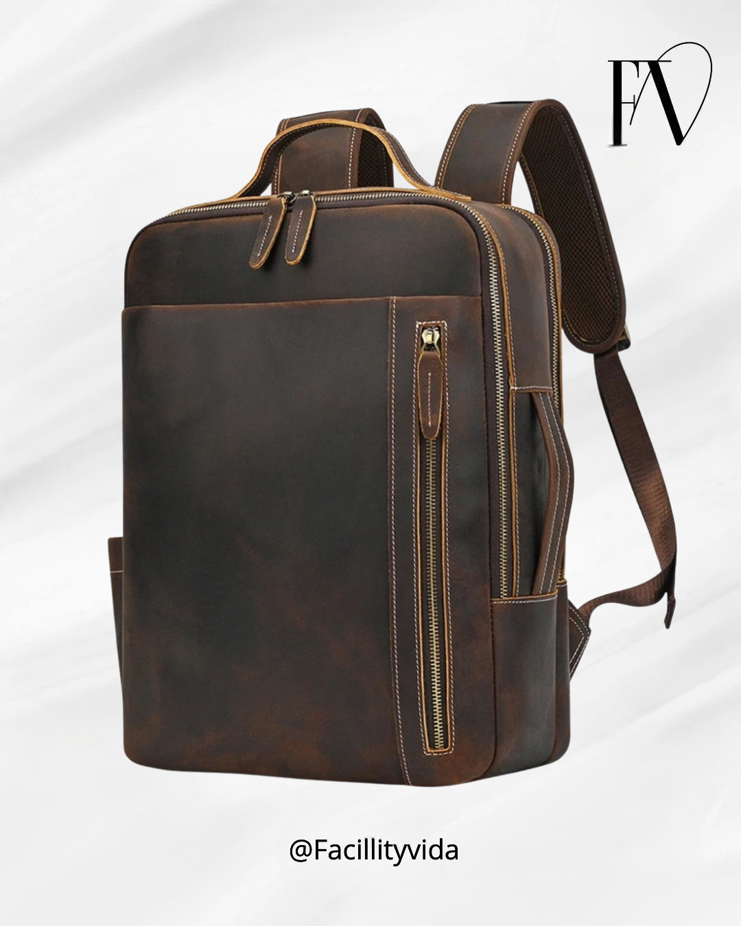Mochila em Couro Legítimo de Viagem - Modelo Executivo