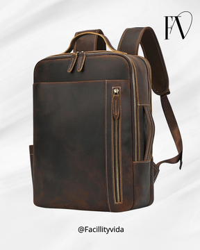 Mochila em Couro Legítimo de Viagem - Modelo Executivo