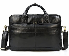 Maleta Masculina de Couro Legítimo All Black – Modelo Prime