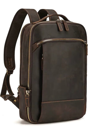 Mochila Masculina de Couro Legítimo para Notebook 15 Polegadas – Modelo Clássico Slim FACILITYVIDA