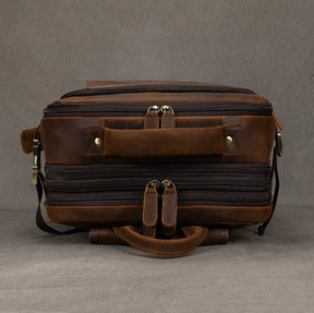 Mochila de Couro Executiva Expansível de Viagem