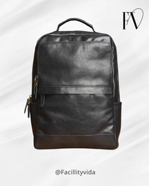 Mochila de Couro para Notebook – Modelo Vintage All Black