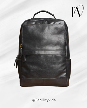 Mochila de Couro para Notebook – Modelo Vintage All Black
