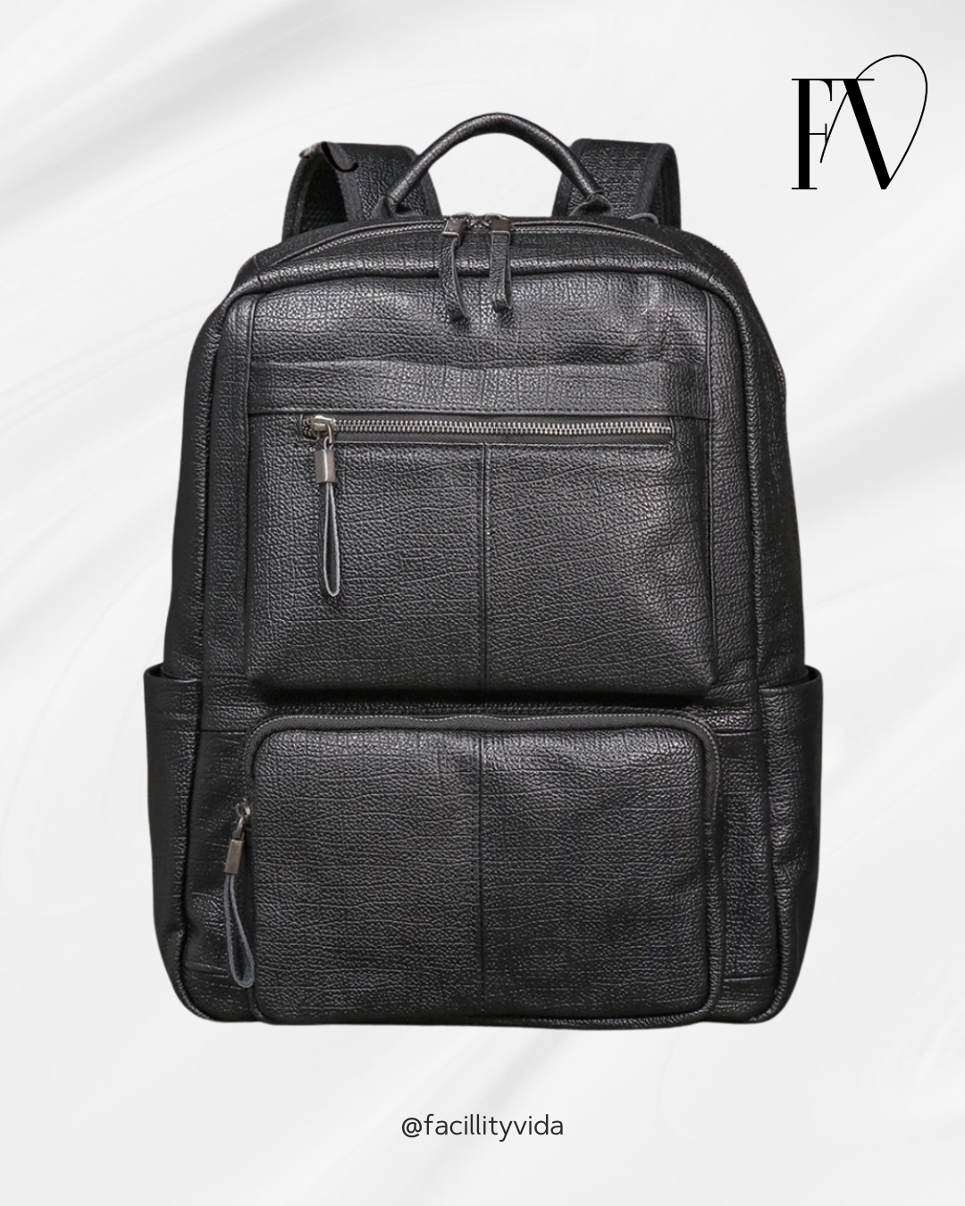 Mochila Masculina de Couro Legítimo Premium Black