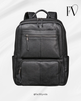 Mochila Masculina de Couro Legítimo Premium Black