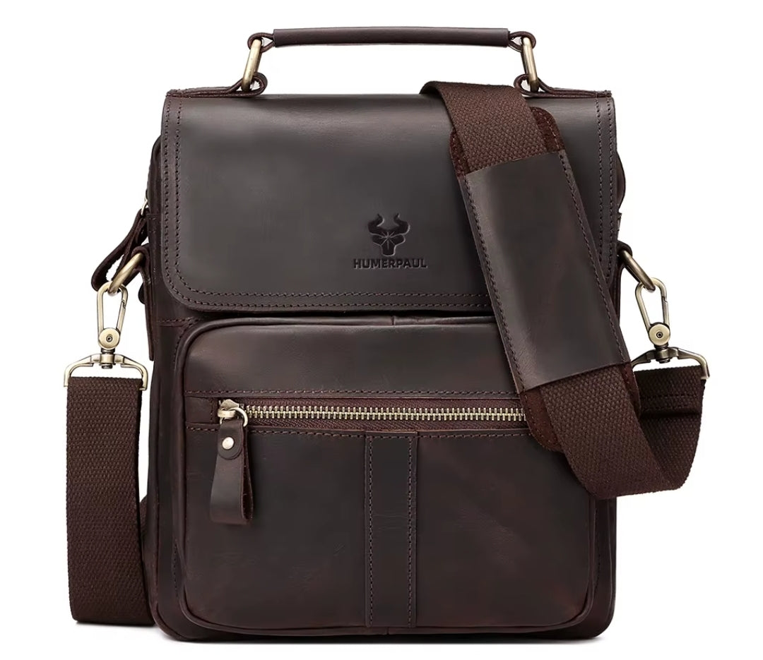 Bolsa Transversal Masculina de Couro Legítimo – Modelo Humerpaul