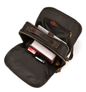 Mochila Masculina de Couro Legítimo para Notebook 15 Polegadas – Modelo Clássico Slim FACILITYVIDA