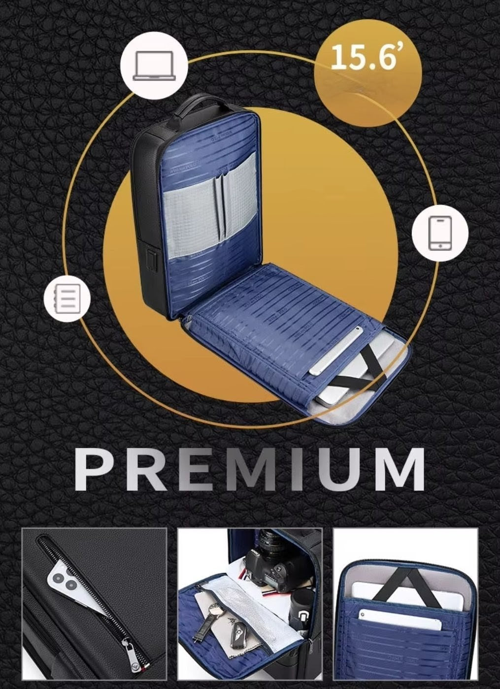 Mochila Masculina de Couro Genuíno William Polo – Modelo Executivo com Tecnologia USB