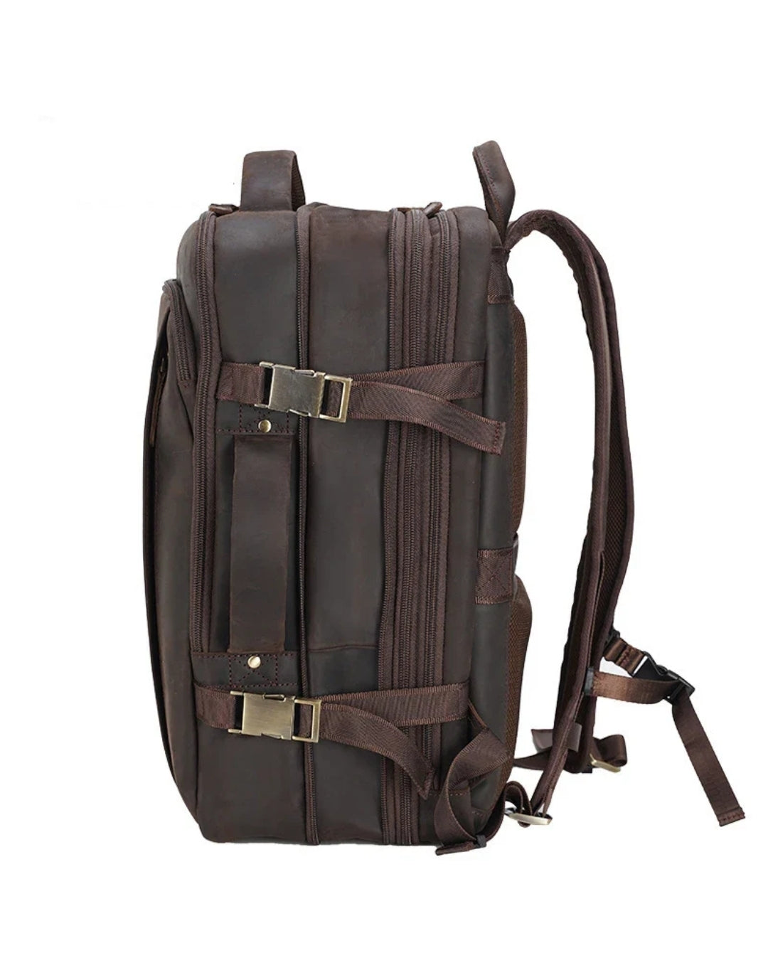 Mochila de Couro Executiva Expansível de Viagem