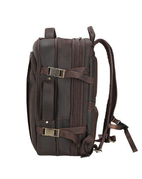 Mochila de Couro Executiva Expansível de Viagem