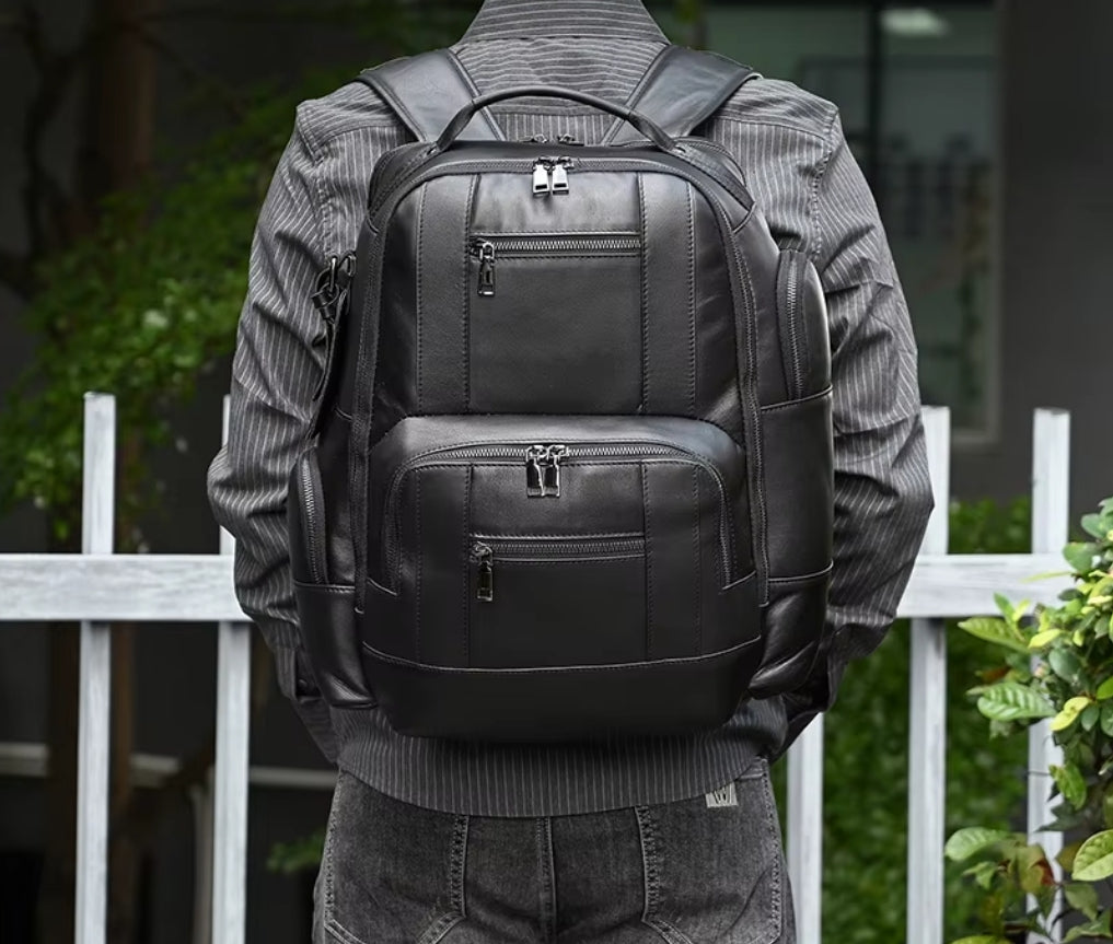 Mochila Masculina de Couro Legítimo para Notebook – Modelo Prime