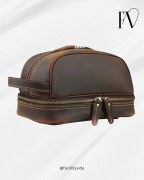 Nécessaire Masculina de Couro Genuíno – Modelo Cowhide