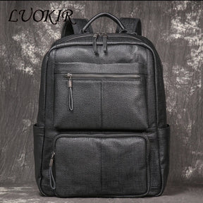 Mochila Masculina de Couro Legítimo Premium Black